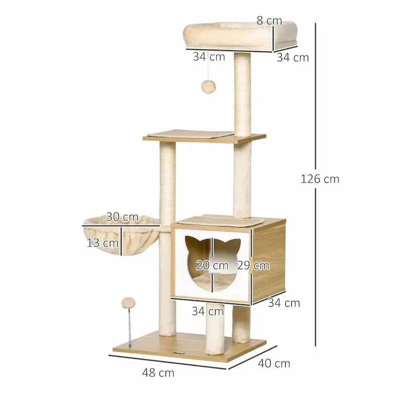 Arbre à chat en bois avec hamac – Confort en hauteur | PawNest