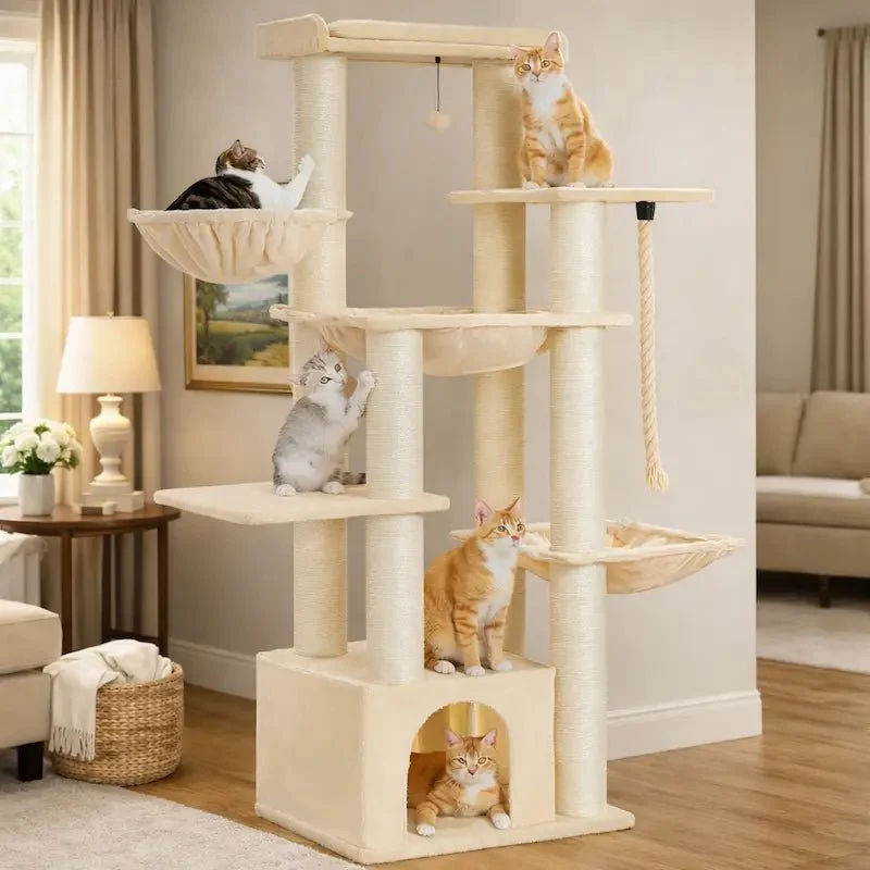 Arbre à chat multi plateforme - 7 niveaux robustes | CatTower+