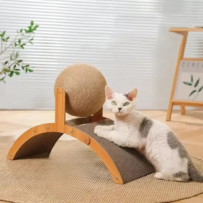 Griffoir à chat - Grattoir carton avec balle sisal - Lepont