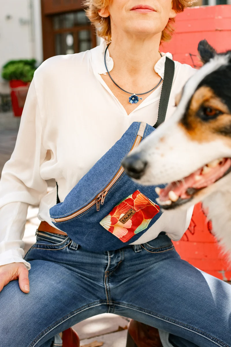 Ensemble Banane Blue Jean - pochette friandise chien Ginkgo