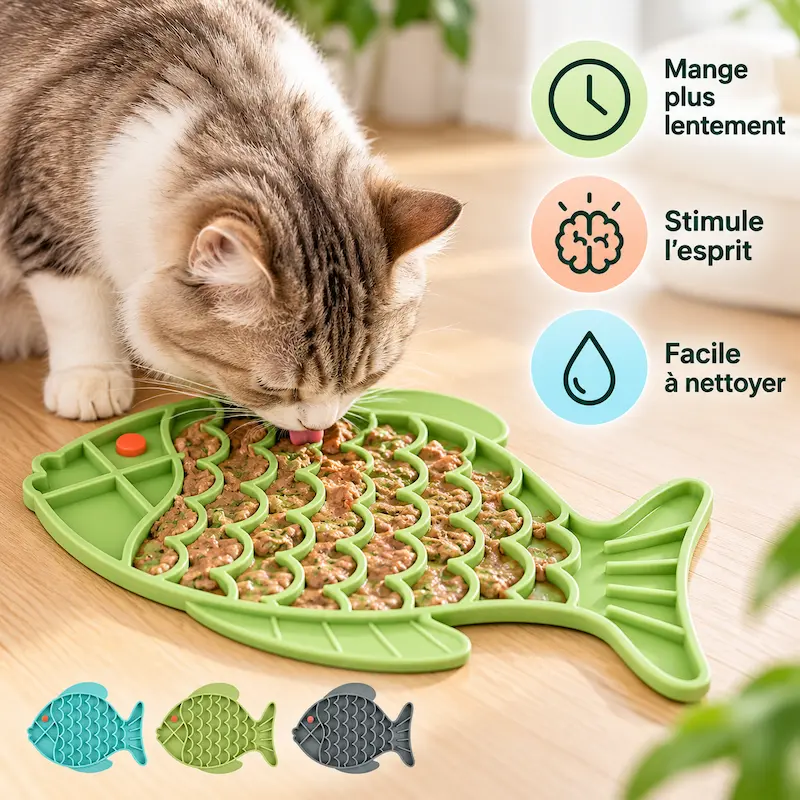 Tapis silicone gamelle chat - Sol propre garanti | Miaocat
