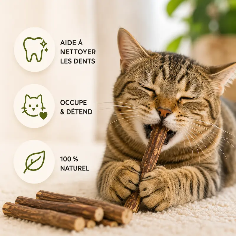 Bâton à mâcher chat - Nettoie & détend | Silvervine