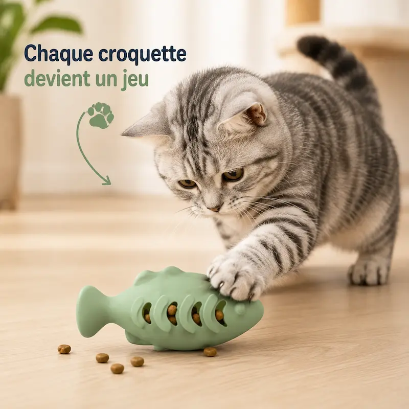 Jouet distributeur de croquettes chat - Jeu & repas malin | MiaouPlay