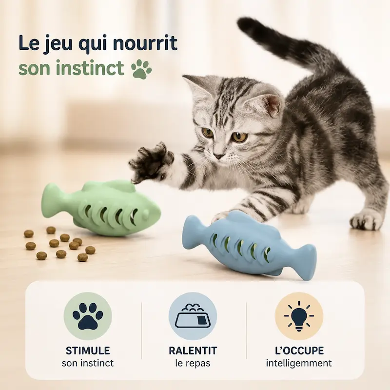 Jouet distributeur de croquettes chat - Jeu & repas malin | MiaouPlay