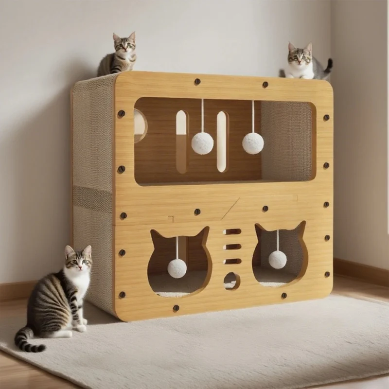 Griffoir pour chat maison carton - La Cabane