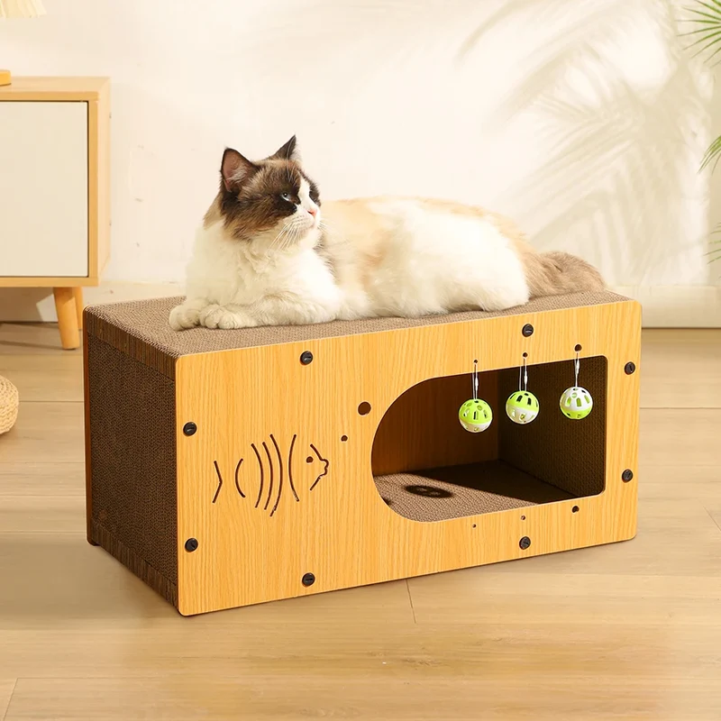 Griffoir pour chat maison carton - La Cabane