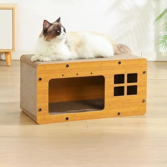 Griffoir pour chat maison carton - La Cabane