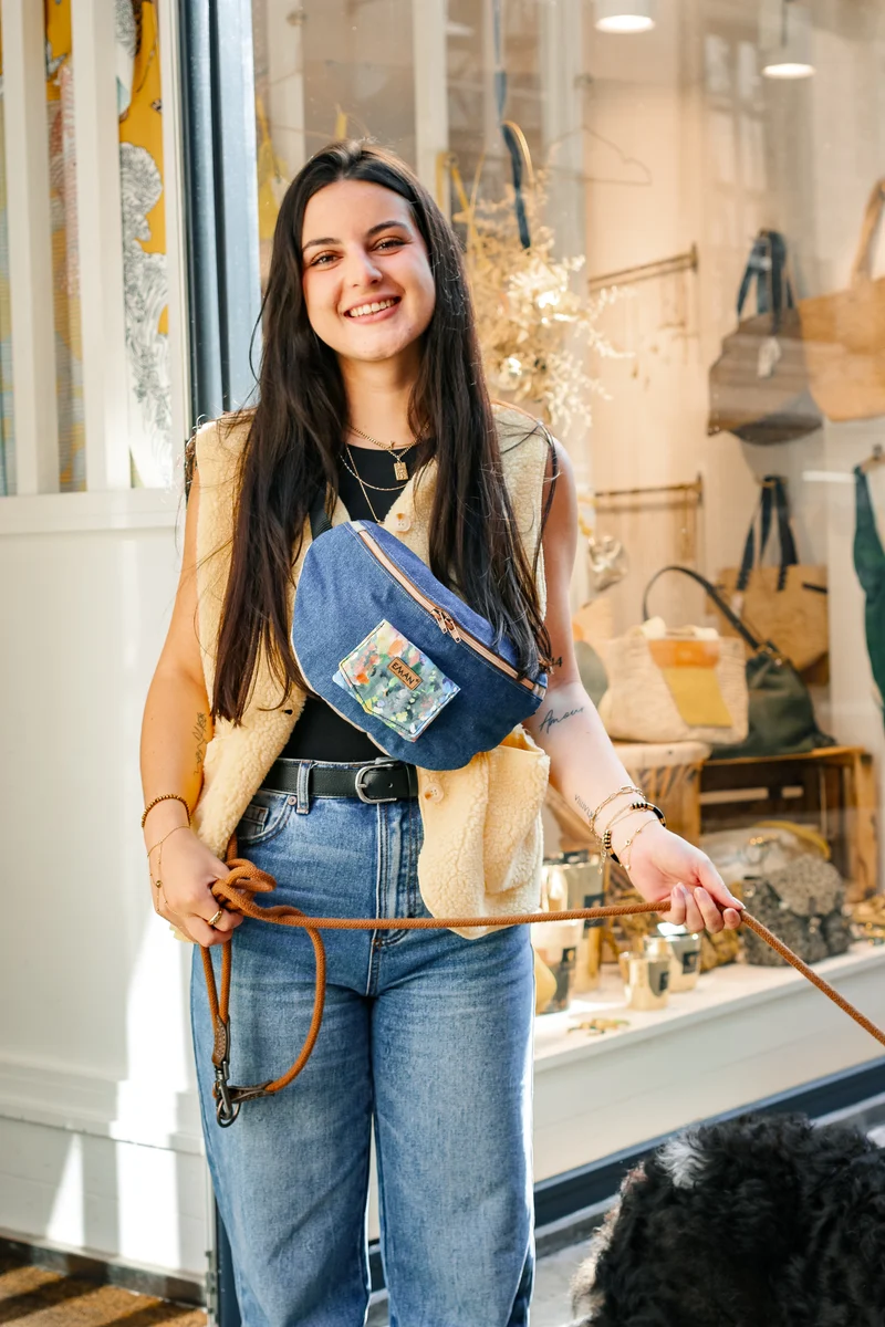 Ensemble Banane Blue Jean - pochette friandise chien Akuarelle