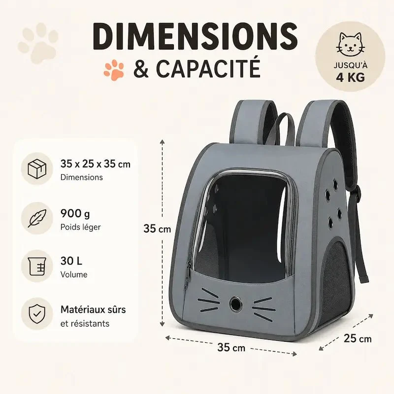 Sac à dos chat transparent - Vue & confort | Purravia
