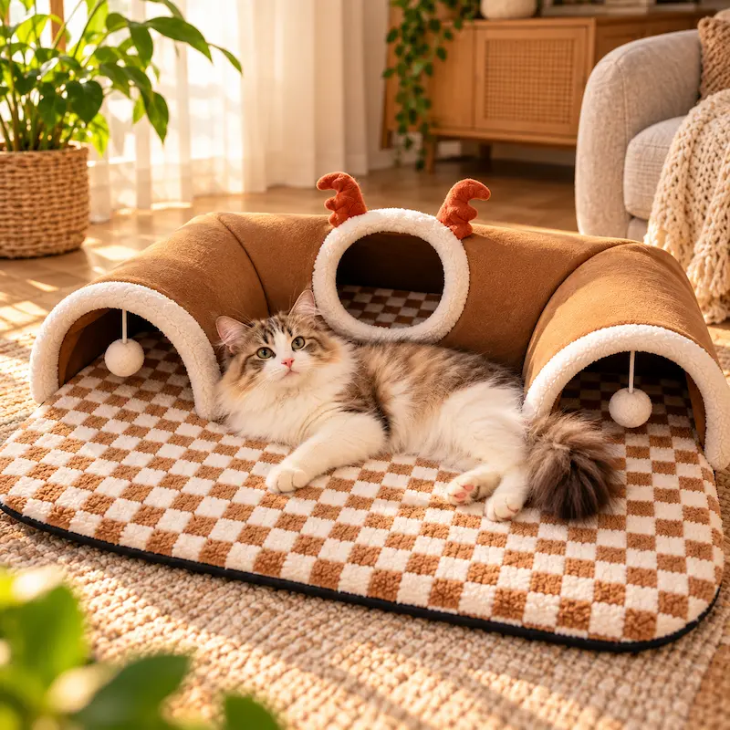 Tapis tunnel chat - Jeu & confort | CozyPaws