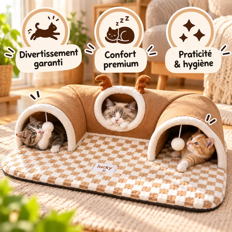 Tapis tunnel chat - Jeu & confort | CozyPaws