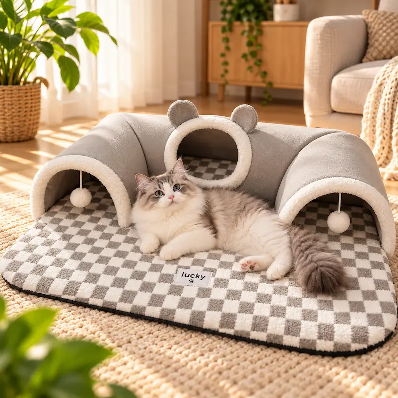 Tapis tunnel chat - Jeu & confort | CozyPaws