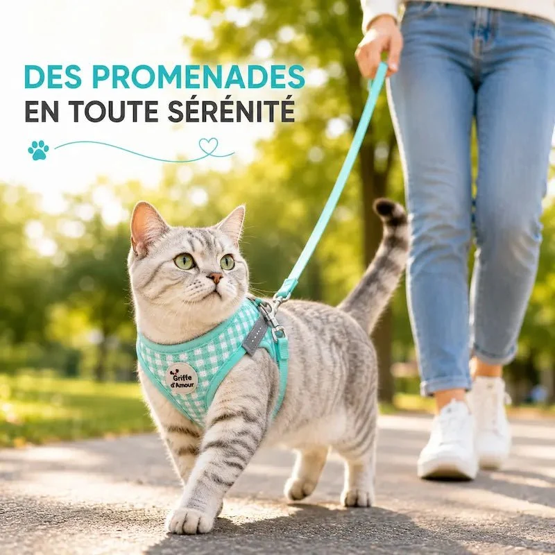 Harnais chat respirant - Anti-fugue léger | PurrBreeze