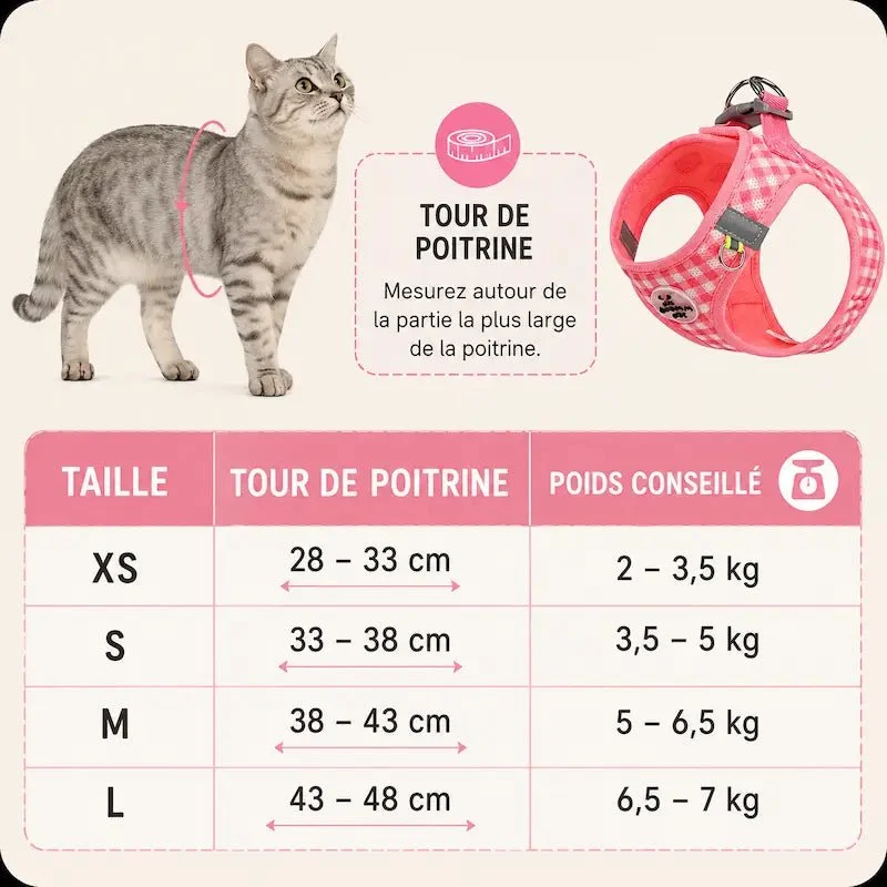 Harnais chat respirant - Anti-fugue léger | PurrBreeze