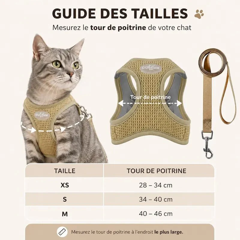 Harnais chat anti-évasion - Sécurité renforcée | CatLock