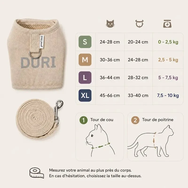 Harnais chat veste élégante - Sécurité pour chaque balade | Duri