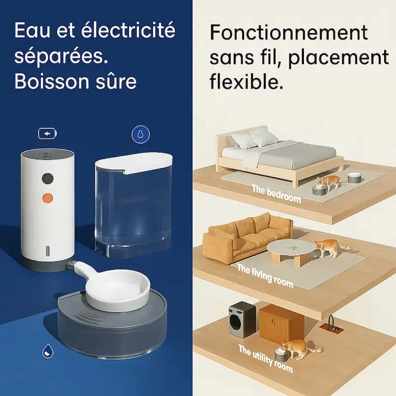 Fontaine à eau chat sans filtre - 3L & autonomie sans recharge | HydriCat