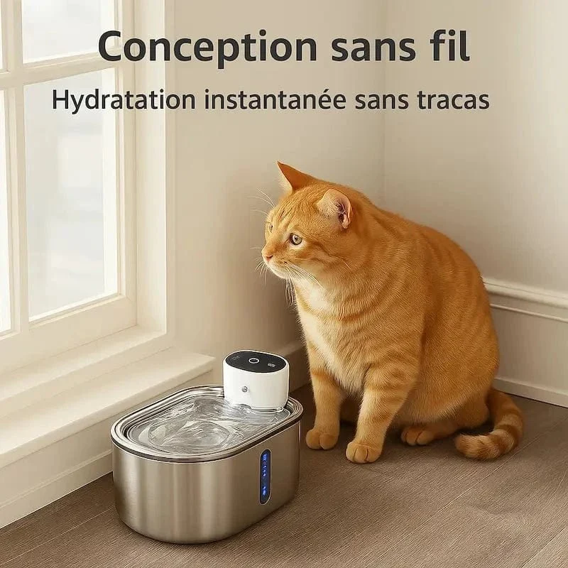 Fontaine chat sans fil à pile - Hydratation libre et durable | PurrWave