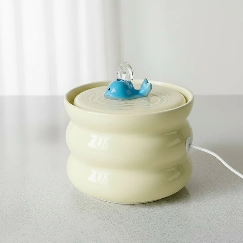 FONTAINE A EAU POUR CHAT CERAMIQUE - Ultra-Silencieuse Design Baleine - AquaWhale