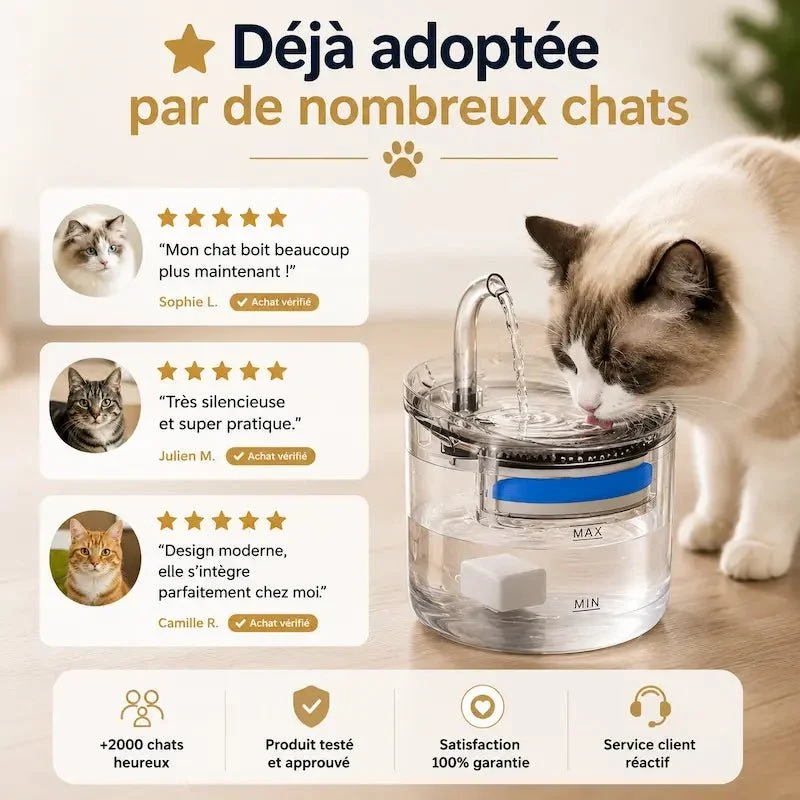 Fontaine chat 2L design avec capteur - Détection auto | SensiFlow