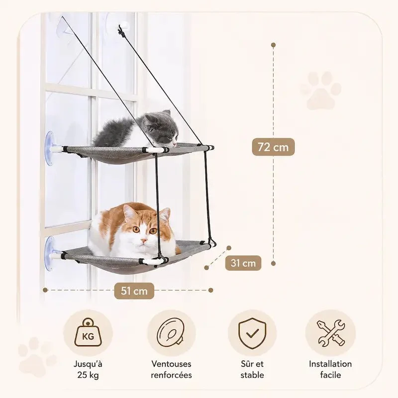 Hamac double pour chat - 2-en-1 confortable | DuoHamac