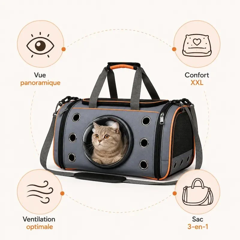Sac de transport bulle pour chat - Vue panoramique | BubbleCat