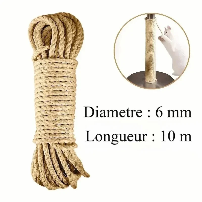 Corde en sisal 10m - Réparez facilement vos griffoirs