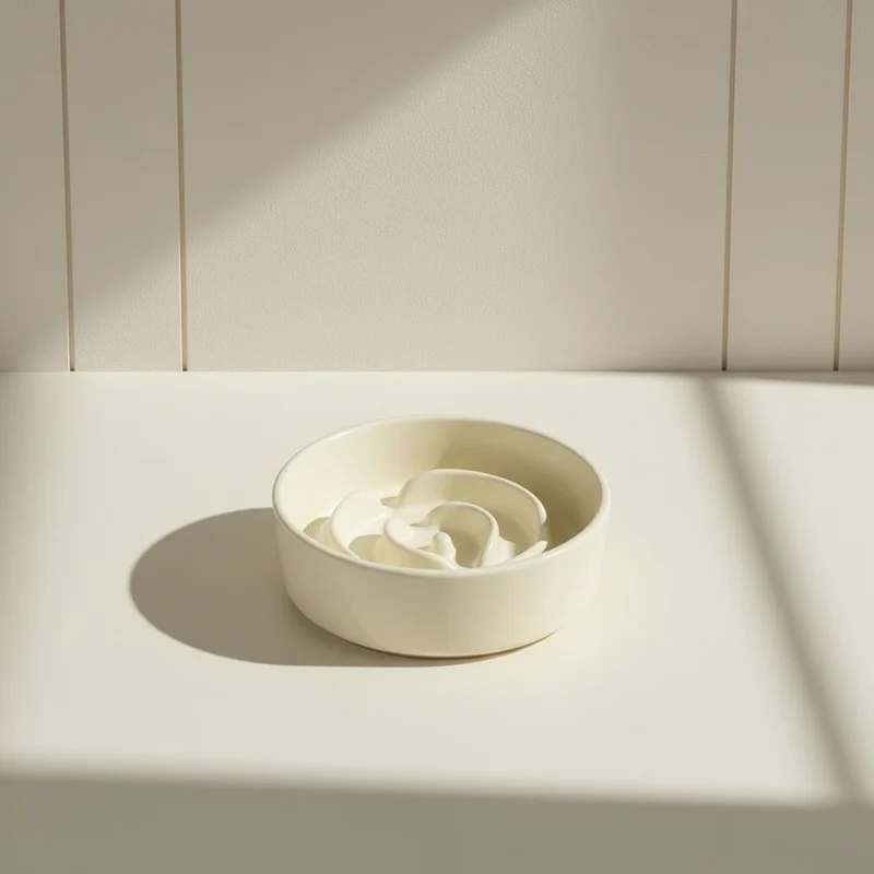 Gamelle anti glouton chat - Céramique design spirale - Fleur