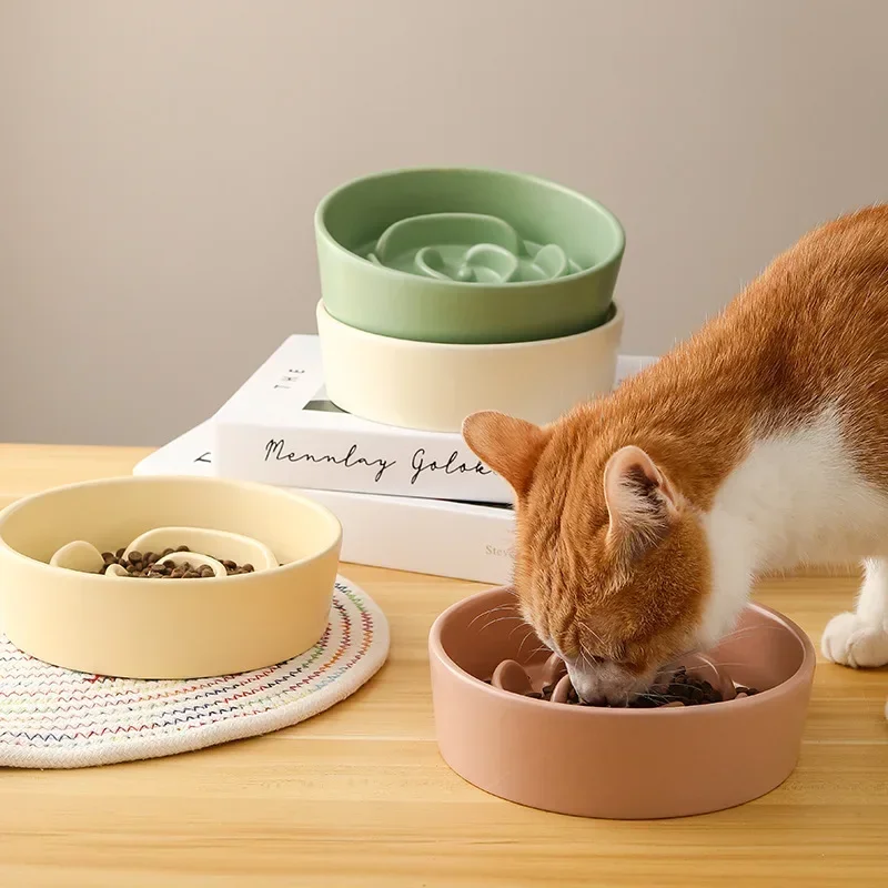 Gamelle anti glouton chat - Céramique design spirale - Fleur