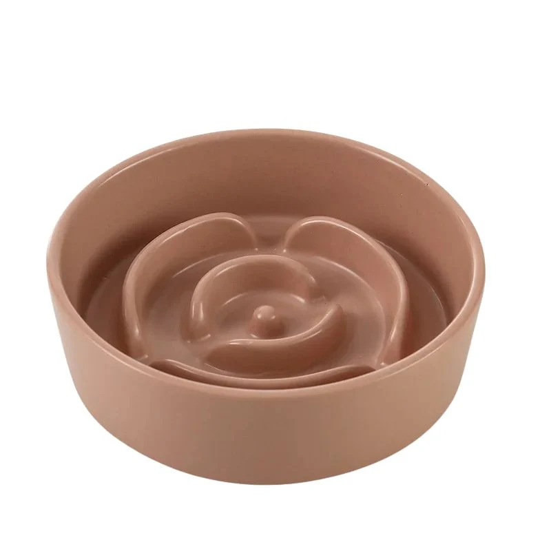 Gamelle anti glouton chat - Céramique design spirale - Fleur