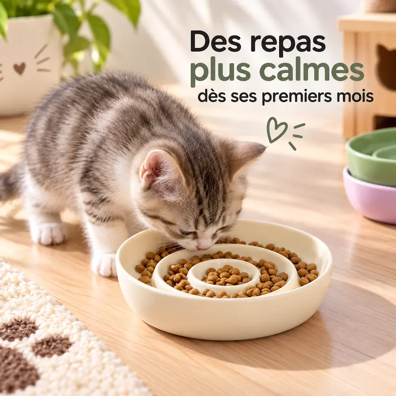 Gamelle anti-glouton chaton - Mange doucement | BabySlow