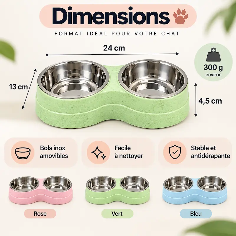 Gamelle double inox chat - Hygiène & durabilité | SteelDuo