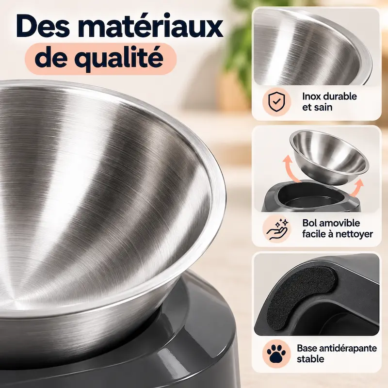 Gamelle chat surélevée inox - Posture idéale | SteelLift