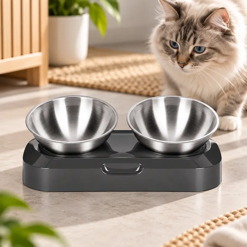 Gamelle chat surélevée inox - Posture idéale | SteelLift