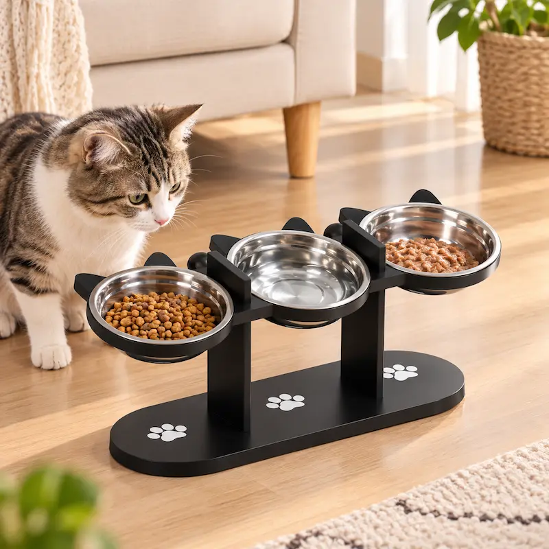 Gamelle triple pour chat - Repas zen et digestion facile