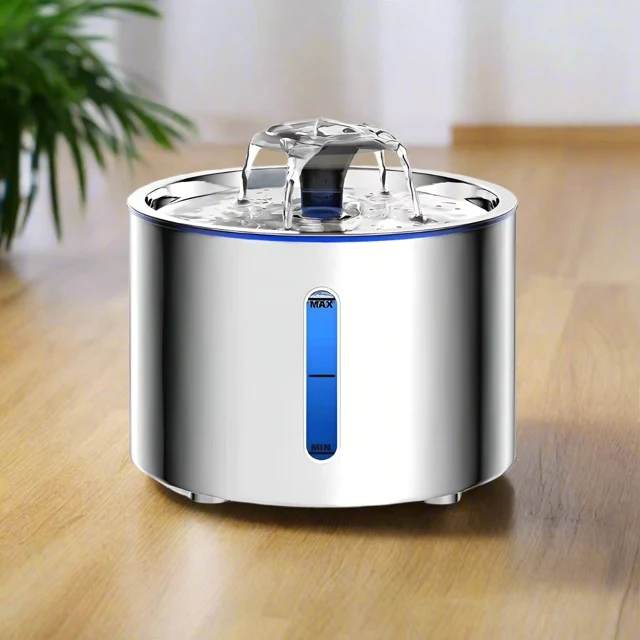 Fontaine chat - inox design fleur - HydroKat