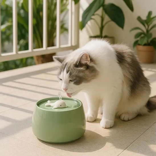 FONTAINE EAU CHAT CERAMIQUE | CéraSource