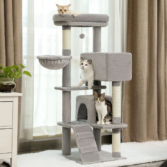 Grand arbre à chat avec panier pour chat