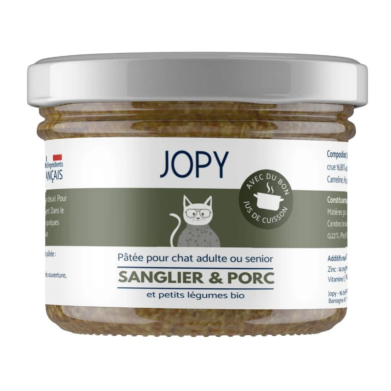 Pâtée pour chat stérilisé sanglier porc sans gluten JOPY