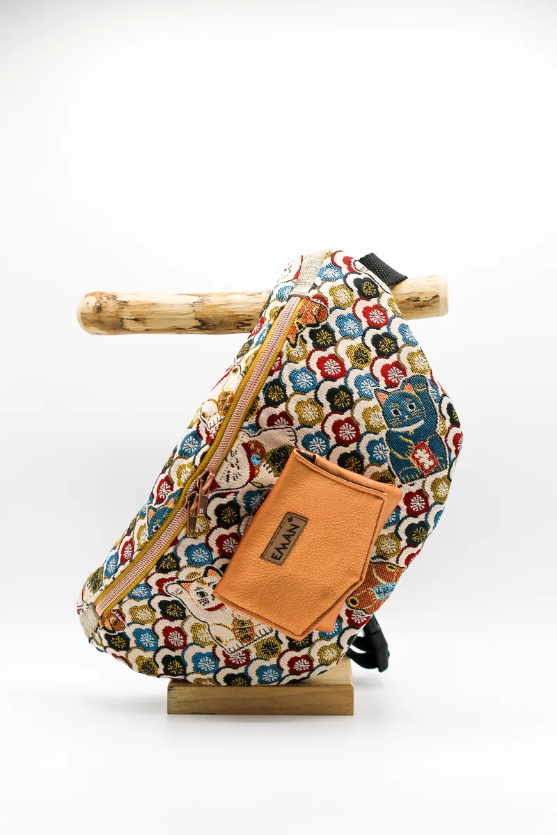 Ensemble Banane Maneki Neko - pochette friandise chien eki simili cuir
