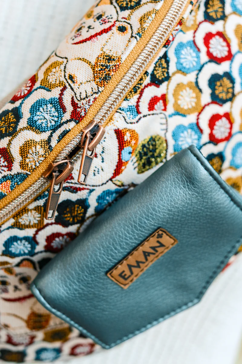 Ensemble Banane Maneki Neko - pochette friandise chien Lamia simili cuir
