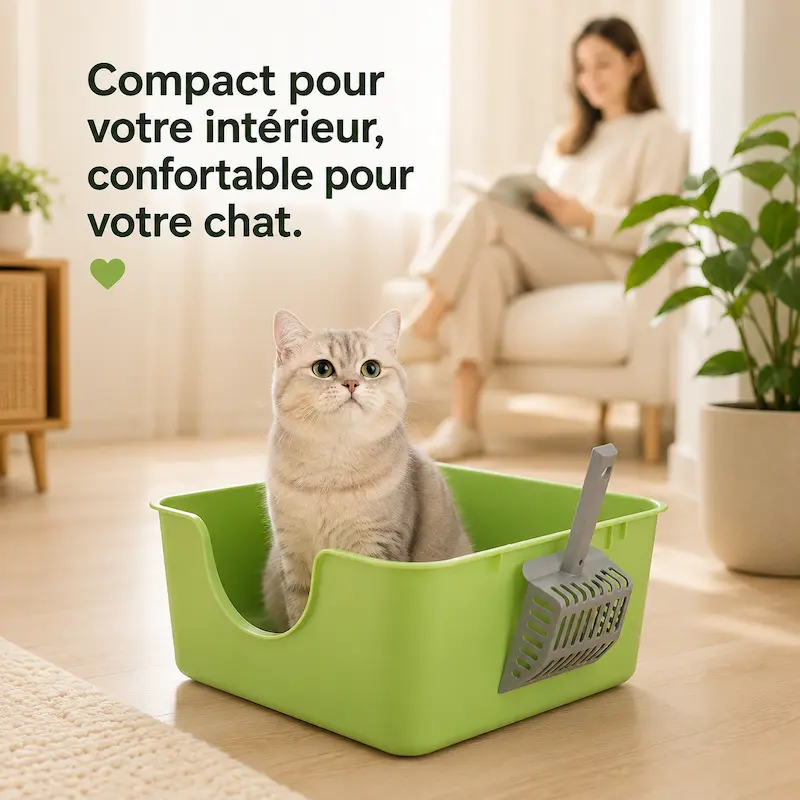 Bac à litière largeur 35 cm - Compact et anti-projections | SlimPlus