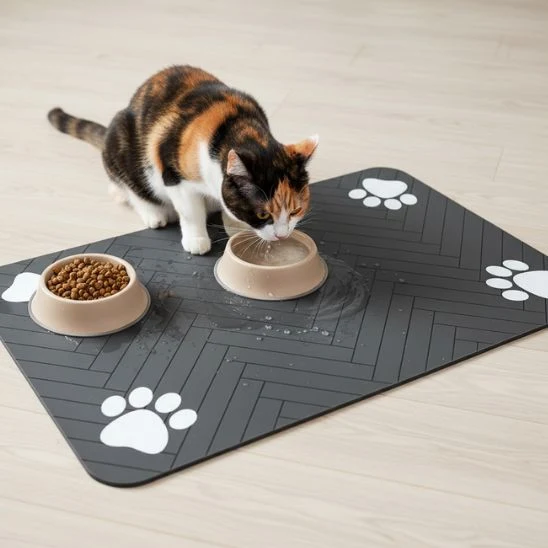 Tapis pour gamelle chat | Stop Salissures