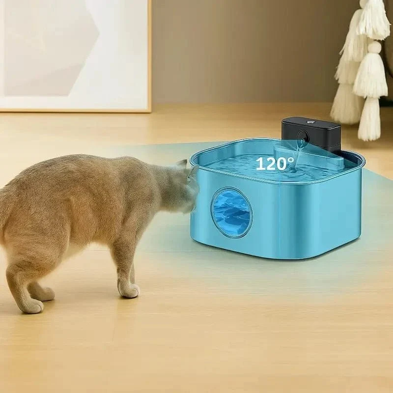Fontaine à eau chat inox sans fil - Zéro câble, zéro risque | FreeSteel