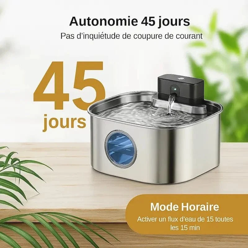 Fontaine à eau chat inox sans fil - Zéro câble, zéro risque | FreeSteel