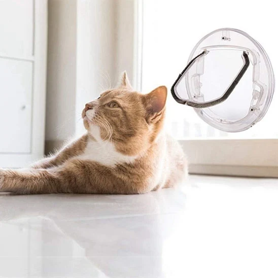 Chatiere pour chat - Ronde Transparente