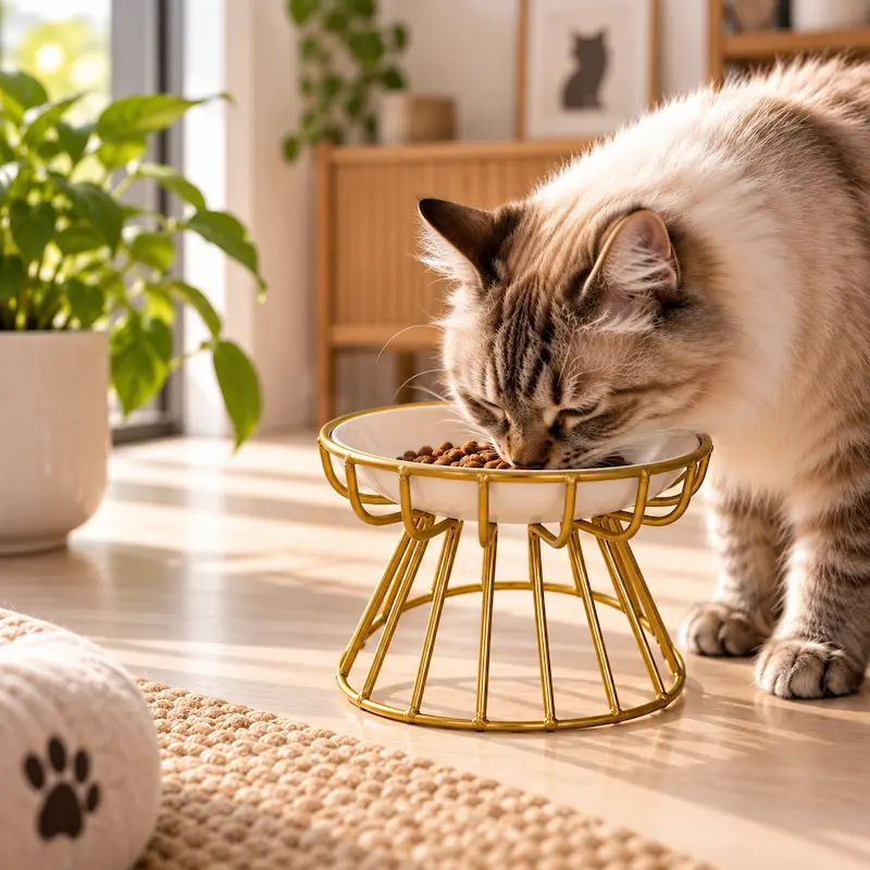 Gamelle chat céramique surélevée - Posture idéale | CeramLift
