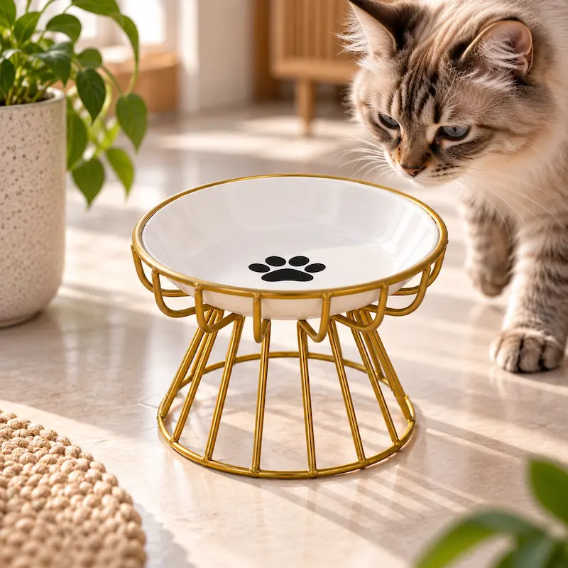 Gamelle chat céramique surélevée - Posture idéale | CeramLift