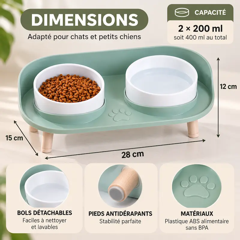 Bol double pour chat - 2-en-1 pratique | DuoBowl