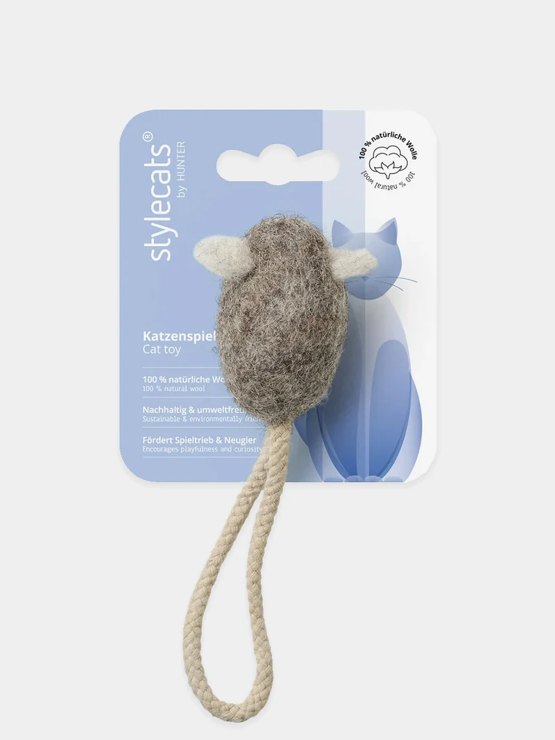 Jouet pour chat en laine - Souris avec corde 🪢 - Hunter stylecats